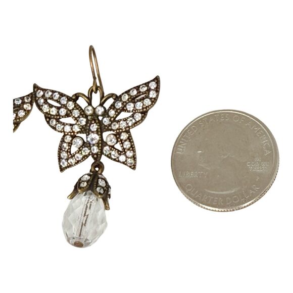Crystal Black Butterfly Dangle Earrings 2" Jewels Of Legendary Splendor - Picture 10 of 12